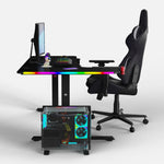 Pro 140 Gaming Desk Corner | LEDs, Headphone & Drink Mounts (Carbon Fibre Black, 140cm) Gaming Desk - Gaming