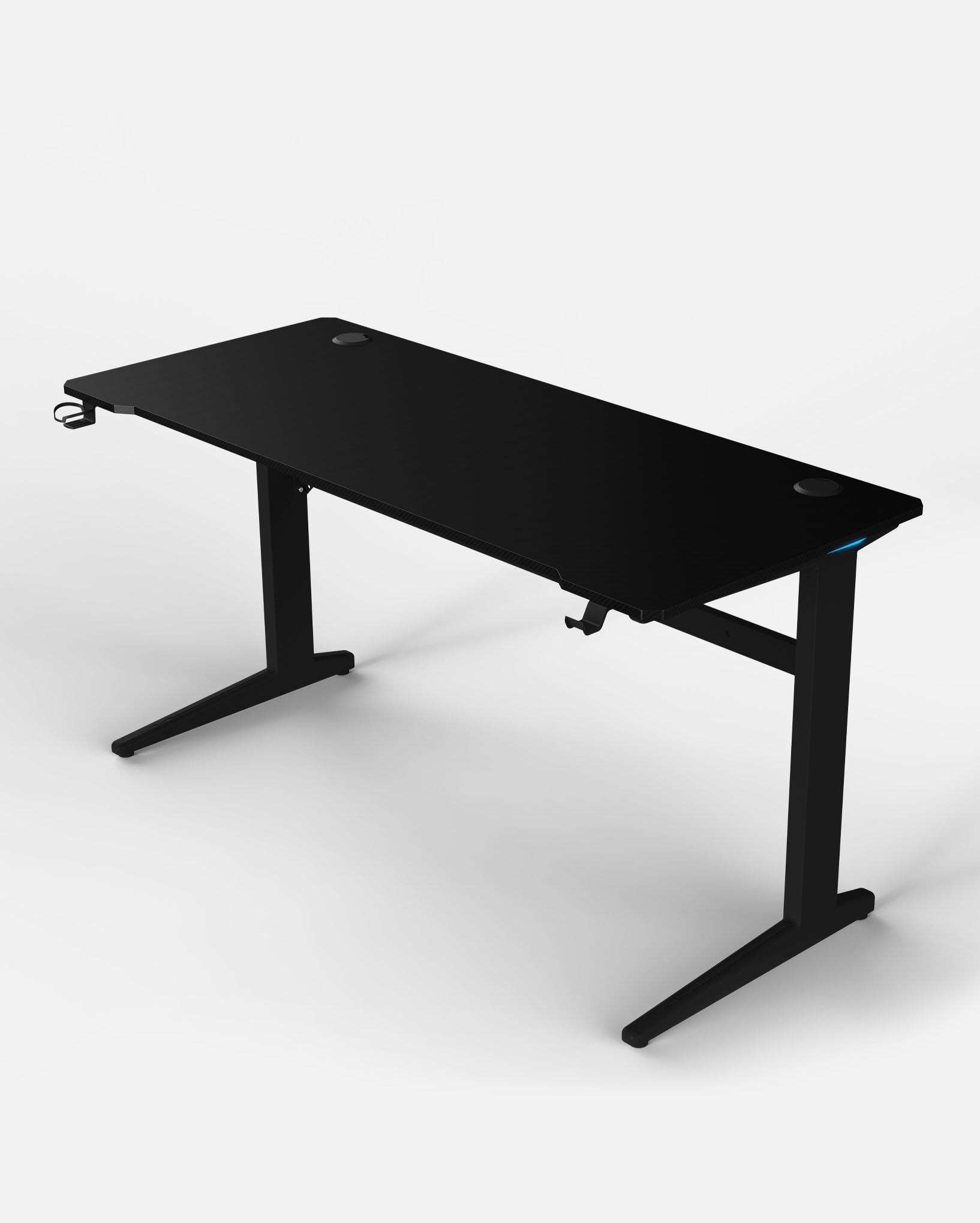 Core 140 Gaming Desk | LEDs, Headphone & Drink Mounts (Carbon Fibre Black, 140cm) Gaming Desk - Gaming