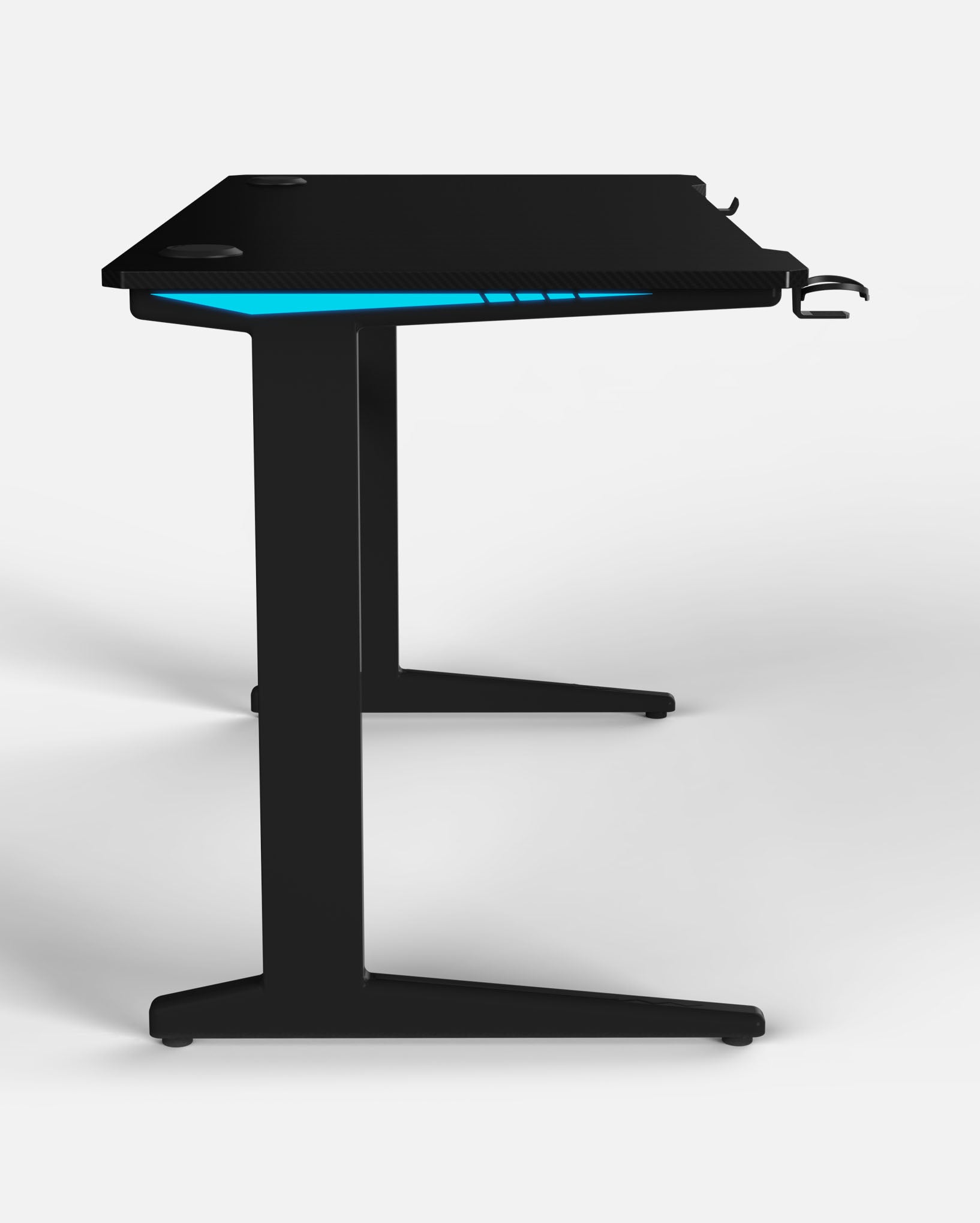 Core 140 Gaming Desk | LEDs, Headphone & Drink Mounts (Carbon Fibre Black, 140cm) Gaming Desk - Gaming