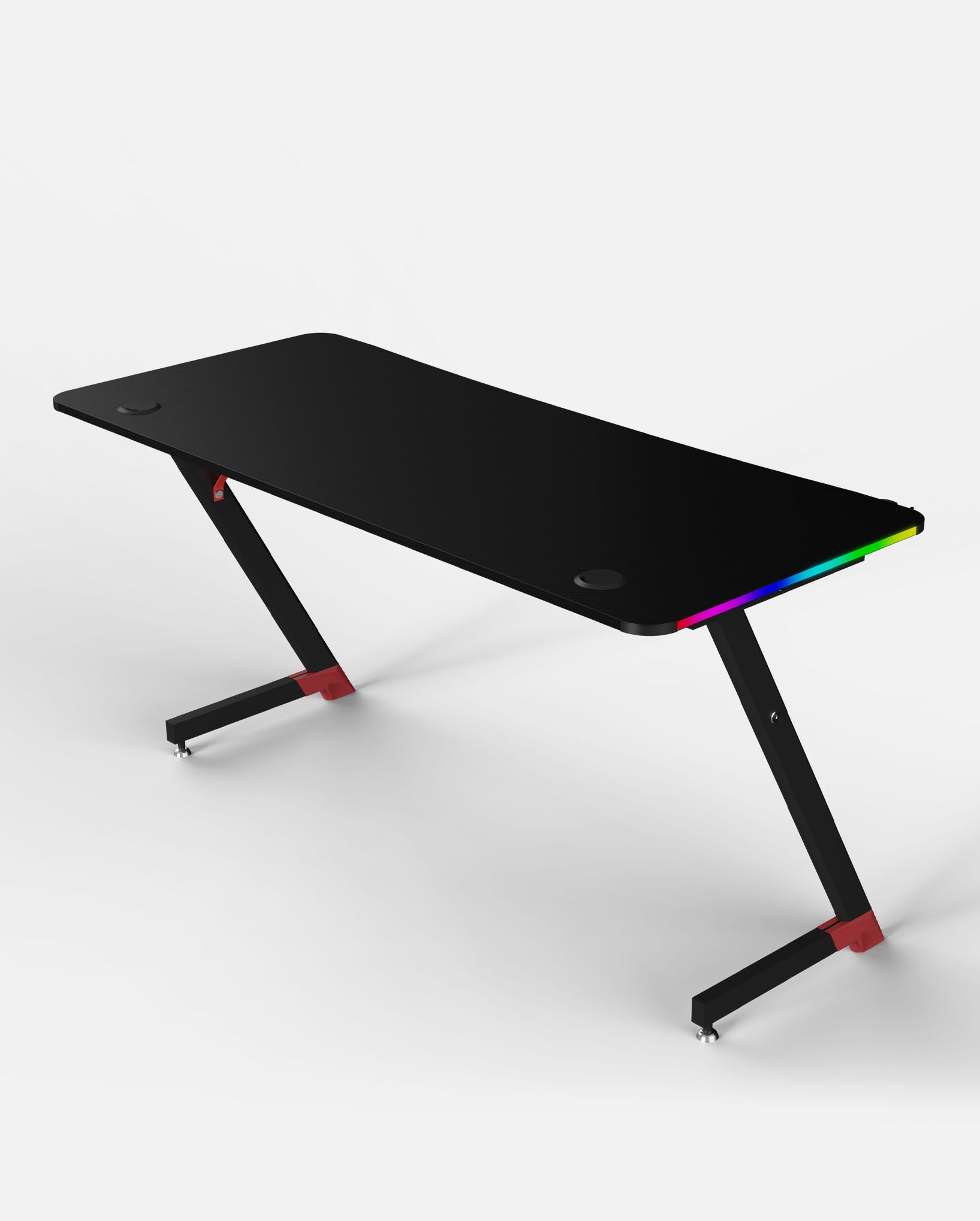 Essentials 140 Gaming Desk | LEDs, Headphone & Drink Mounts (Carbon Fibre Black, 140cm) Gaming Desk - Gaming