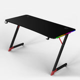 Essentials 140 Gaming Desk | LEDs, Headphone & Drink Mounts (Carbon Fibre Black, 140cm) Gaming Desk - Gaming