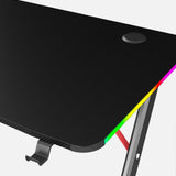 Essentials 140 Gaming Desk | LEDs, Headphone & Drink Mounts (Carbon Fibre Black, 140cm) Gaming Desk - Gaming