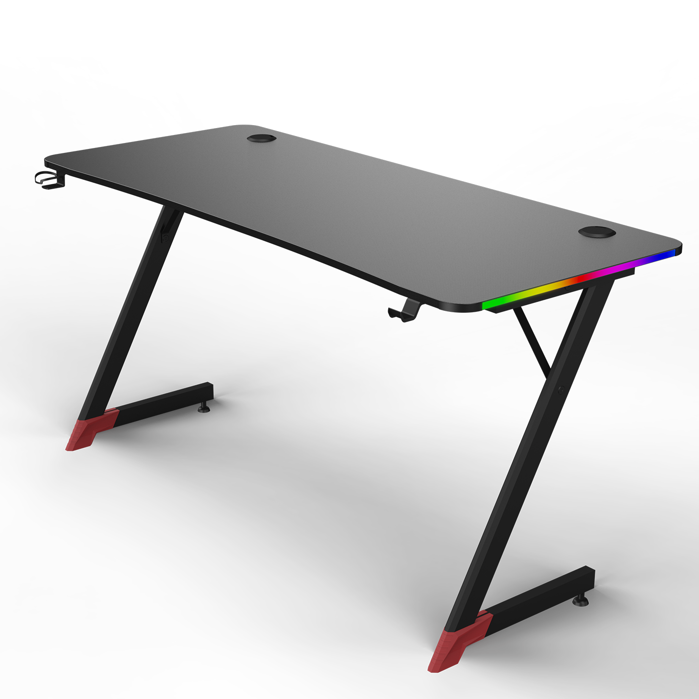 Essentials 140 Gaming Desk | LEDs, Headphone & Drink Mounts (Carbon Fibre Black, 120cm) Gaming Desk - Jacob Bek Gaming