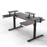 Pro Gaming Desk 160 | LEDs, Headphone & Drink Mounts (Carbon Fibre Black, 180cm) Gaming Desk - Jacob Bek Gaming