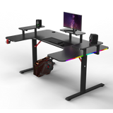 Pro Gaming Desk 160 | LEDs, Headphone & Drink Mounts (Carbon Fibre Black, 180cm) Gaming Desk - Jacob Bek Gaming