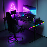 Pro 160 Gaming Desk | LEDs, Headphone & Drink Mounts (Carbon Fibre Black, 160cm) Gaming Desk - Gaming