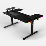 Pro 160 Gaming Desk | LEDs, Headphone & Drink Mounts (Carbon Fibre Black, 160cm) Gaming Desk - Gaming