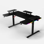 Pro 160 Gaming Desk | LEDs, Headphone & Drink Mounts (Carbon Fibre Black, 160cm) Gaming Desk - Gaming