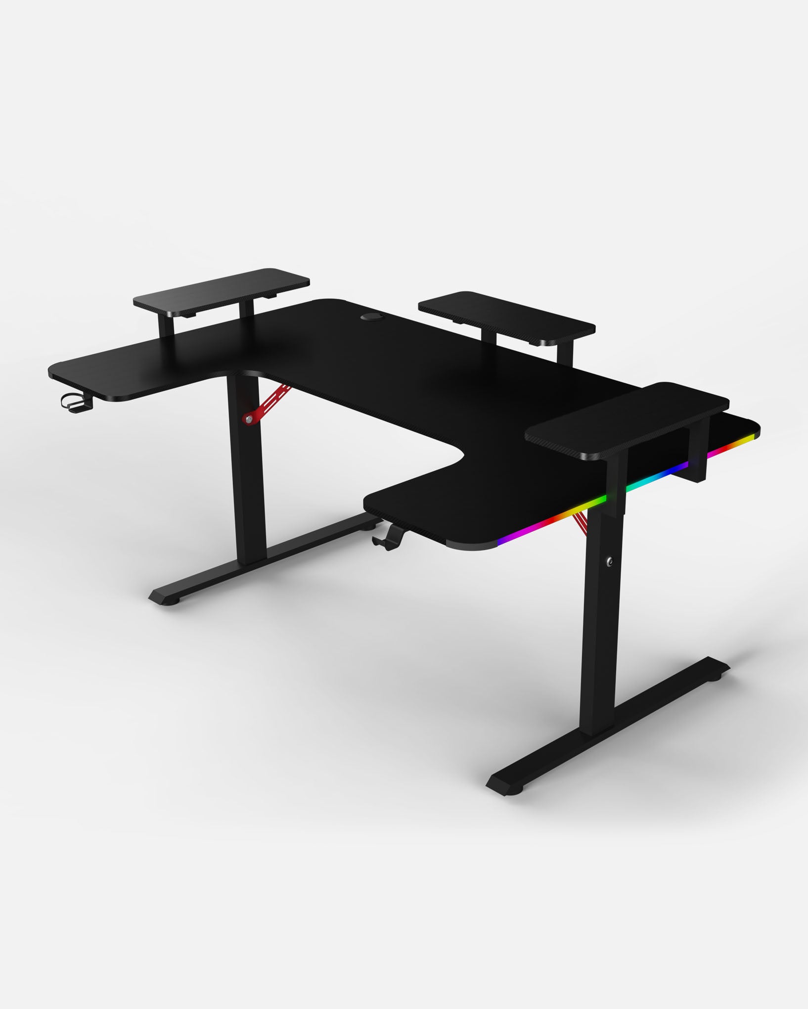 Pro 160 Gaming Desk | LEDs, Headphone & Drink Mounts (Carbon Fibre Black, 160cm) - Outlet Gaming Desk - Marcel Olsen