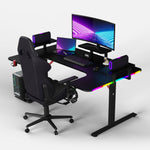 Pro 160 Gaming Desk | LEDs, Headphone & Drink Mounts (Carbon Fibre Black, 160cm) Gaming Desk - Gaming