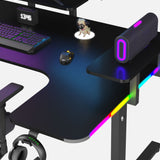 Pro 160 Gaming Desk | LEDs, Headphone & Drink Mounts (Carbon Fibre Black, 160cm) Gaming Desk - Gaming