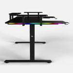 Pro 160 Gaming Desk | LEDs, Headphone & Drink Mounts (Carbon Fibre Black, 160cm) Gaming Desk - Gaming