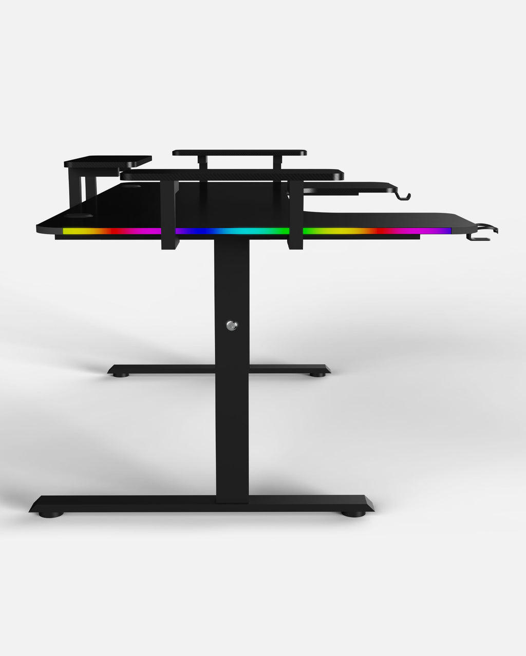 Pro 160 Gaming Desk | LEDs, Headphone & Drink Mounts (Carbon Fibre Black, 160cm) - Outlet Gaming Desk - Marcel Olsen