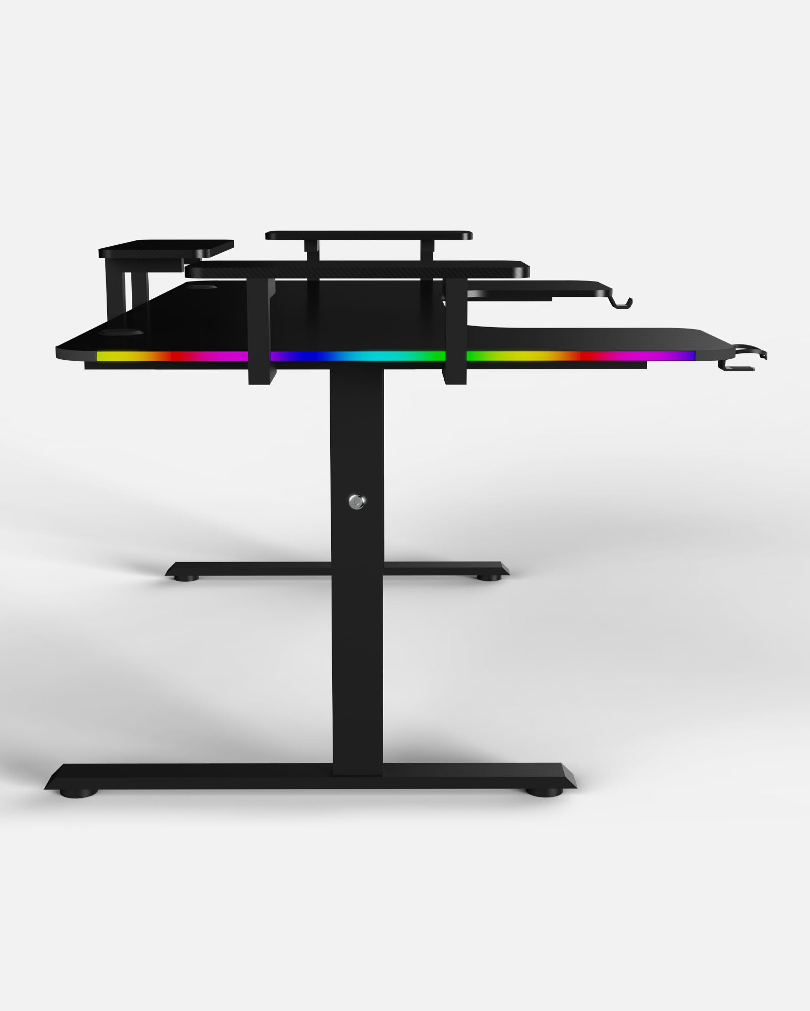Pro 160 Gaming Desk | LEDs, Headphone & Drink Mounts (Carbon Fibre Black, 160cm) - Outlet Gaming Desk - Marcel Olsen