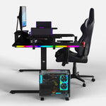 Pro 160 Gaming Desk | LEDs, Headphone & Drink Mounts (Carbon Fibre Black, 160cm) Gaming Desk - Gaming