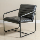 Berria Armchair Metal & Vegan Leather (Ebony Black) – Modern Industrial Ribbed Lounge Chair - Marcel Olsen