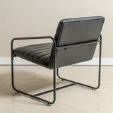 Berria Armchair Metal & Vegan Leather (Ebony Black) – Modern Industrial Ribbed Lounge Chair - Marcel Olsen