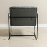Berria Armchair Metal & Vegan Leather (Ebony Black) – Modern Industrial Ribbed Lounge Chair - Marcel Olsen