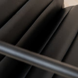 Berria Armchair Metal & Vegan Leather (Ebony Black) – Modern Industrial Ribbed Lounge Chair - Marcel Olsen