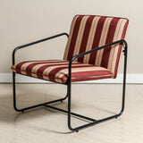 Berria Armchair Metal & Striped Fabric (Crimson Sand) – Modern Boho Summer Lounge Chair - Marcel Olsen