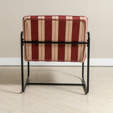 Berria Armchair Metal & Striped Fabric (Crimson Sand) – Modern Boho Summer Lounge Chair - Marcel Olsen