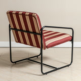 Berria Armchair Metal & Striped Fabric (Crimson Sand) – Modern Boho Summer Lounge Chair - Marcel Olsen