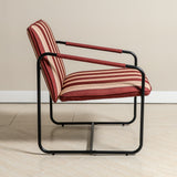 Berria Armchair Metal & Striped Fabric (Crimson Sand) – Modern Boho Summer Lounge Chair - Marcel Olsen