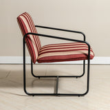 Berria Armchair Metal & Striped Fabric (Crimson Sand) – Modern Boho Summer Lounge Chair - Marcel Olsen