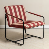 Berria Armchair Metal & Striped Fabric (Crimson Sand) – Modern Boho Summer Lounge Chair - Marcel Olsen