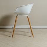 Casco Modern Bar Stool Armchair (Arctic White) – Scandinavian Style Shell Stool with Wooden Legs & Armrests (68cm) - Marcel Olsen