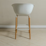 Casco Modern Bar Stool Armchair (Arctic White) – Scandinavian Style Shell Stool with Wooden Legs & Armrests (68cm) - Marcel Olsen