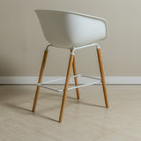 Casco Modern Bar Stool Armchair (Arctic White) – Scandinavian Style Shell Stool with Wooden Legs & Armrests (68cm) - Marcel Olsen