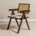 Chiva Rattan & Wood Dining Chair (Chestnut) – Rustic Boho Upholstered Chair with Armrests - Marcel Olsen