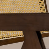 Chiva Rattan & Wood Dining Chair (Chestnut) – Rustic Boho Upholstered Chair with Armrests - (4 Units) (Outlet) - Marcel Olsen