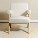 Bascuas Boho Upholstered Armchair (Bouclé White Fabric) – Mid-century Style Accent Chair - Marcel Olsen