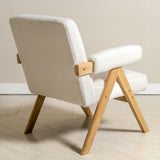 Bascuas Boho Upholstered Armchair (Bouclé White Fabric) – Mid-century Style Accent Chair - Marcel Olsen