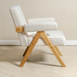 Bascuas Boho Upholstered Armchair (Bouclé White Fabric) – Mid-century Style Accent Chair - Marcel Olsen