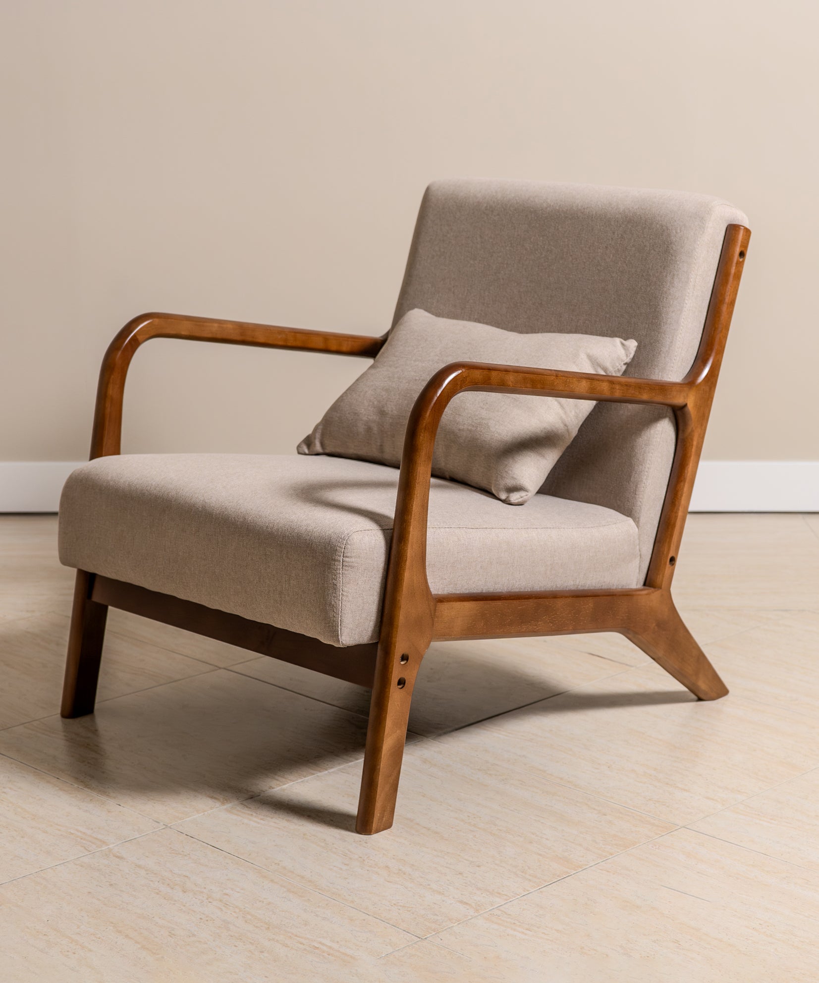 Lubian Mid-century Upholstered Armchair (Jaspe Grey Fabric) – Scandinavian Style Lounge Chair - Marcel Olsen