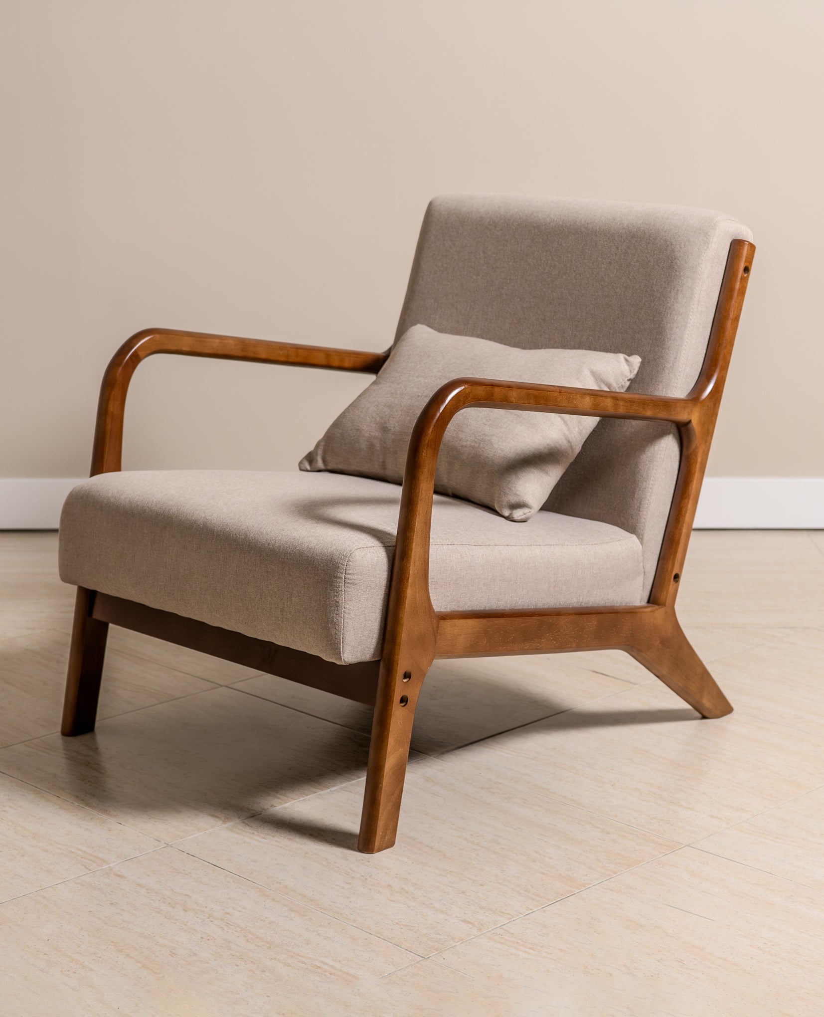 Lubian Mid-century Upholstered Armchair (Jaspe Grey Fabric) – Scandinavian Style Lounge Chair - Marcel Olsen