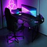 Pro 180 Gaming Desk Corner | Headphone & Drink Mounts (Carbon Fibre Black, 180cm) Gaming Desk - Gaming
