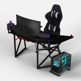 Pro 180 Gaming Desk Corner | Headphone & Drink Mounts (Carbon Fibre Black, 180cm) Gaming Desk - Gaming