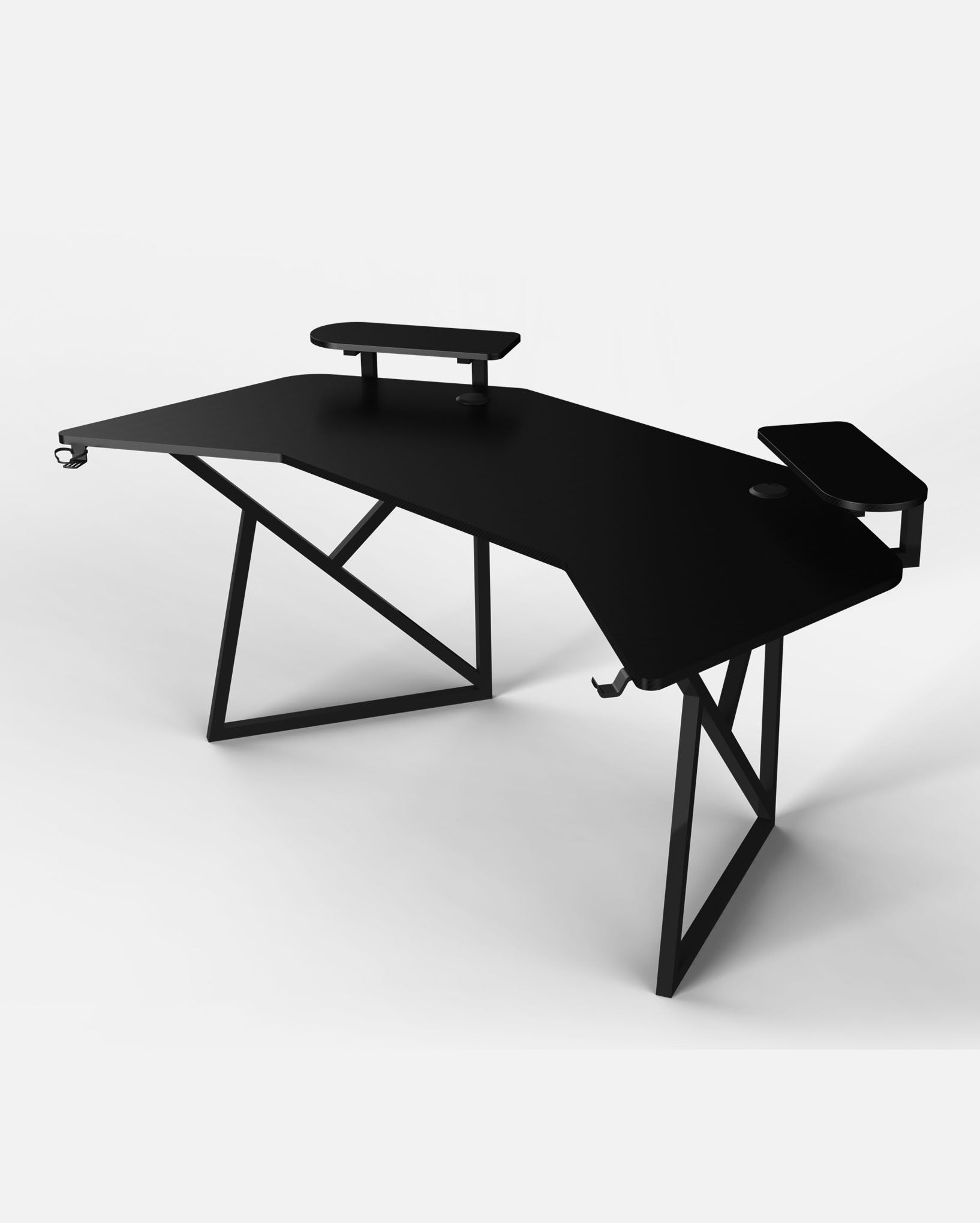 Pro 180 Gaming Desk Corner | Headphone & Drink Mounts (Carbon Fibre Black, 180cm) Gaming Desk - Gaming