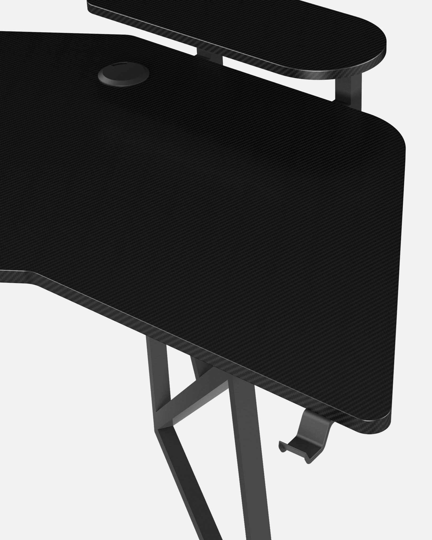 Pro 180 Gaming Desk Corner | Headphone & Drink Mounts (Carbon Fibre Black, 180cm) Gaming Desk - Gaming