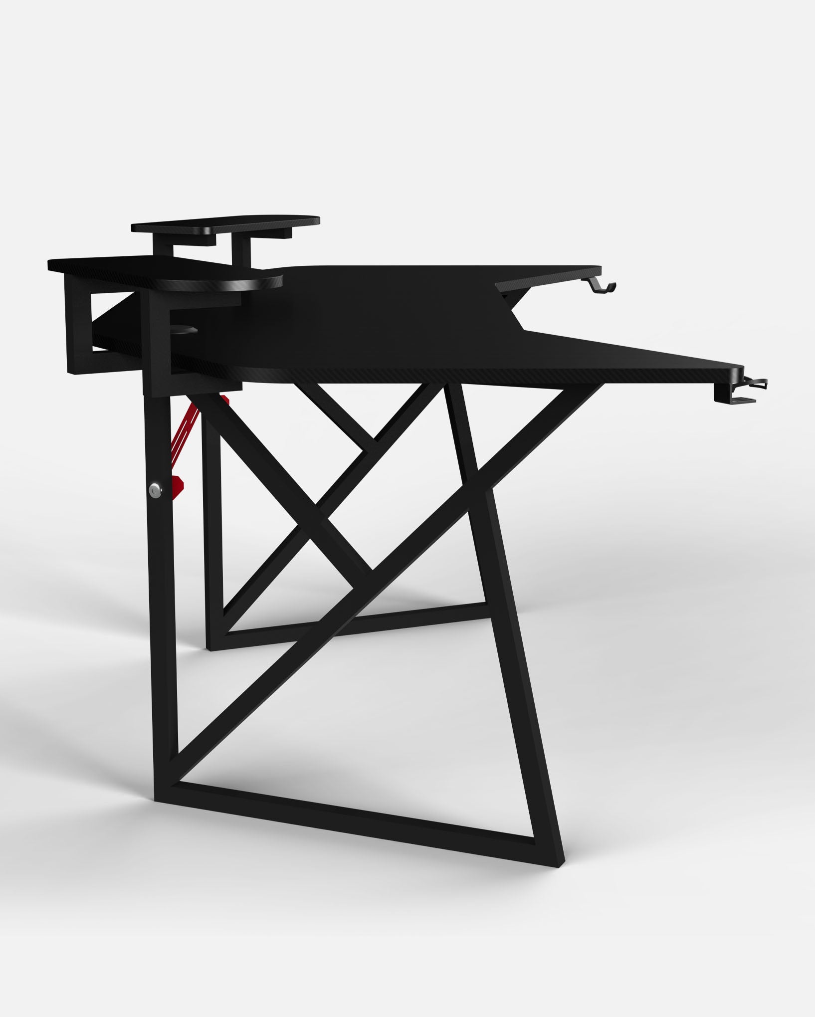 Pro 180 Gaming Desk Corner | Headphone & Drink Mounts (Carbon Fibre Black, 180cm) Gaming Desk - Gaming