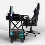 Pro 180 Gaming Desk Corner | Headphone & Drink Mounts (Carbon Fibre Black, 180cm) Gaming Desk - Gaming