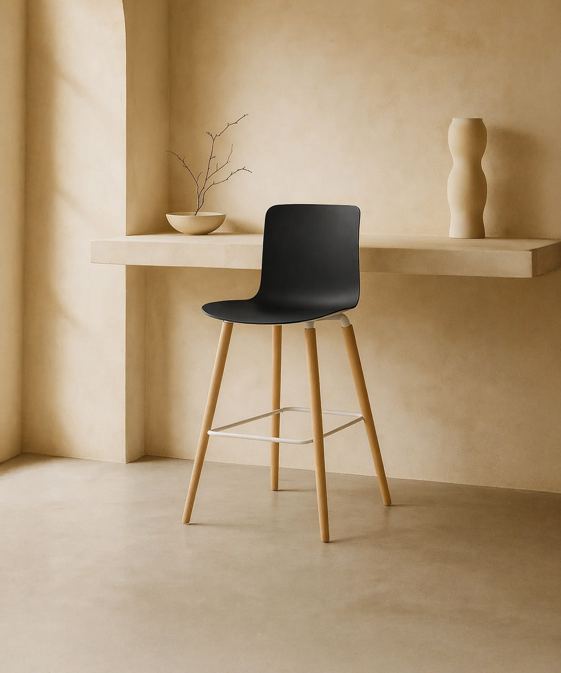 Casco Scandinavian Bar Stools – Set of 4 (Jet Black / Arctic White) – Outlet Outlet Products - Marcel Olsen