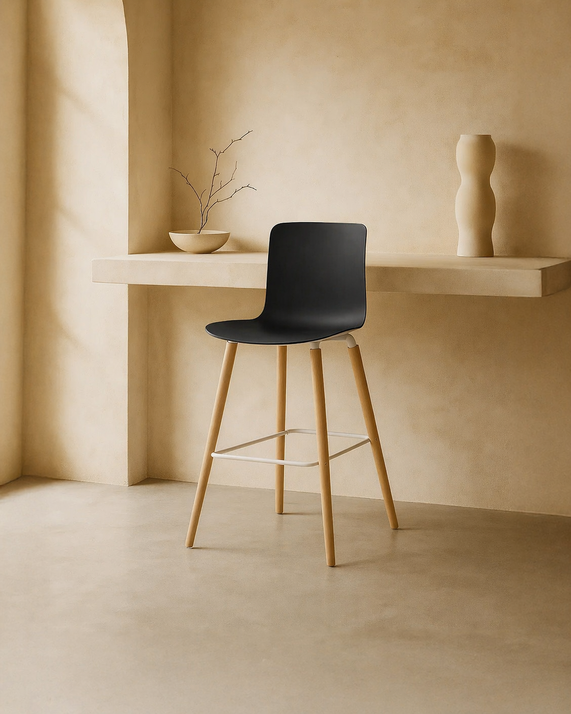 Casco Scandinavian Bar Stools – Set of 4 (Jet Black / Arctic White) – Outlet Outlet Products - Marcel Olsen
