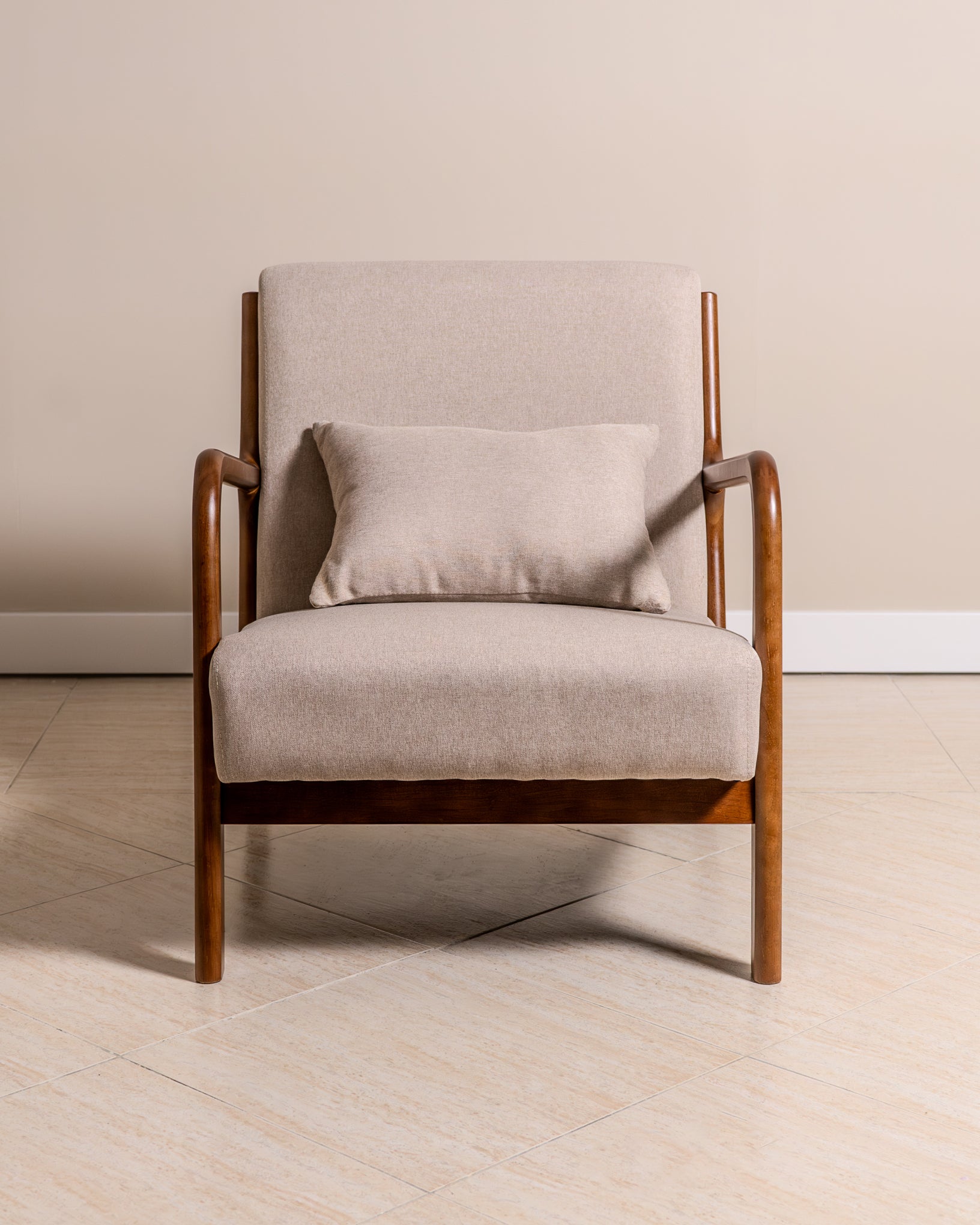 Lubian Mid-century Upholstered Armchair (Jaspe Grey Fabric) – Scandinavian Style Lounge Chair - Marcel Olsen