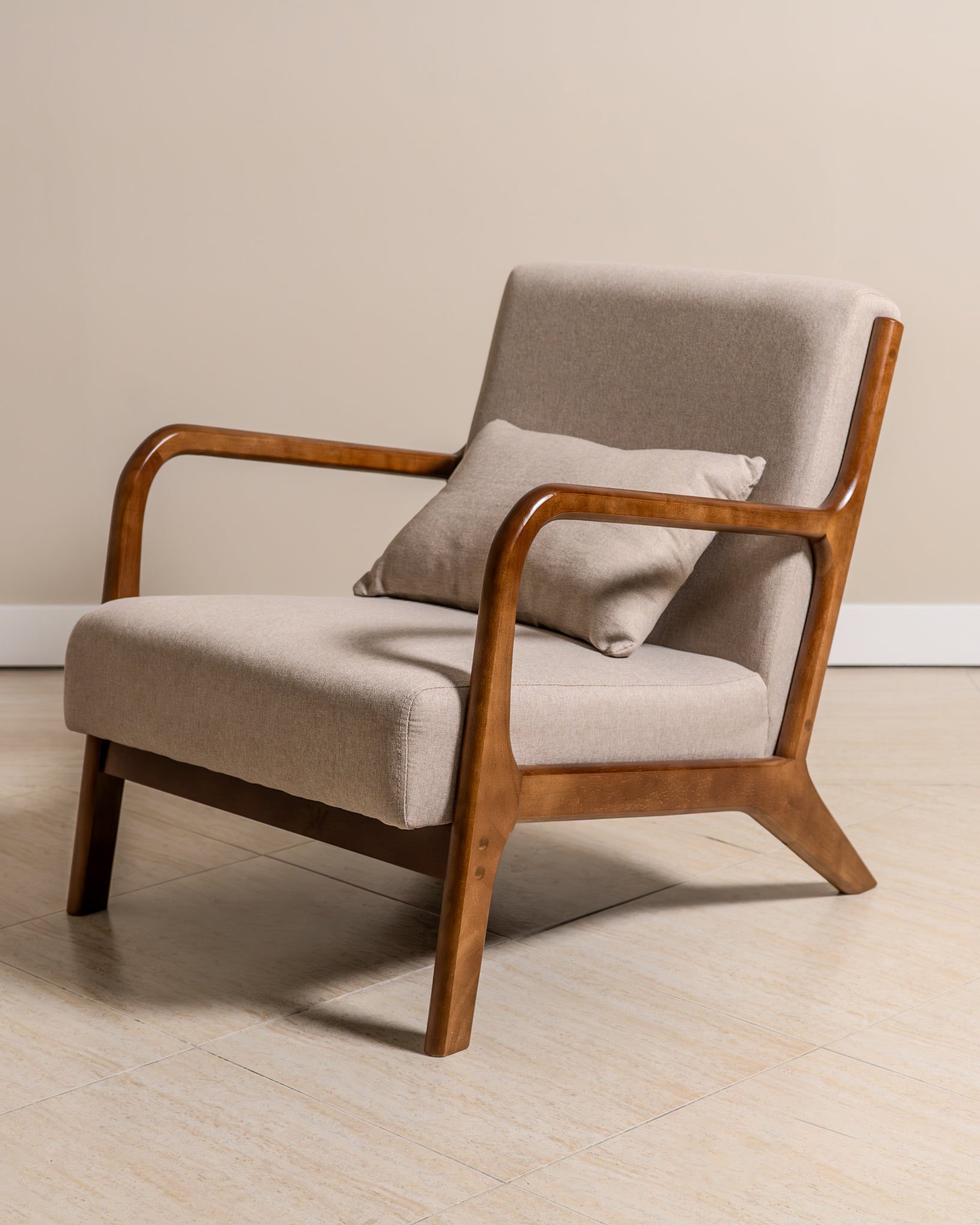 Lubian Mid-century Upholstered Armchair (Jaspe Grey Fabric) – Scandinavian Style Lounge Chair - Marcel Olsen