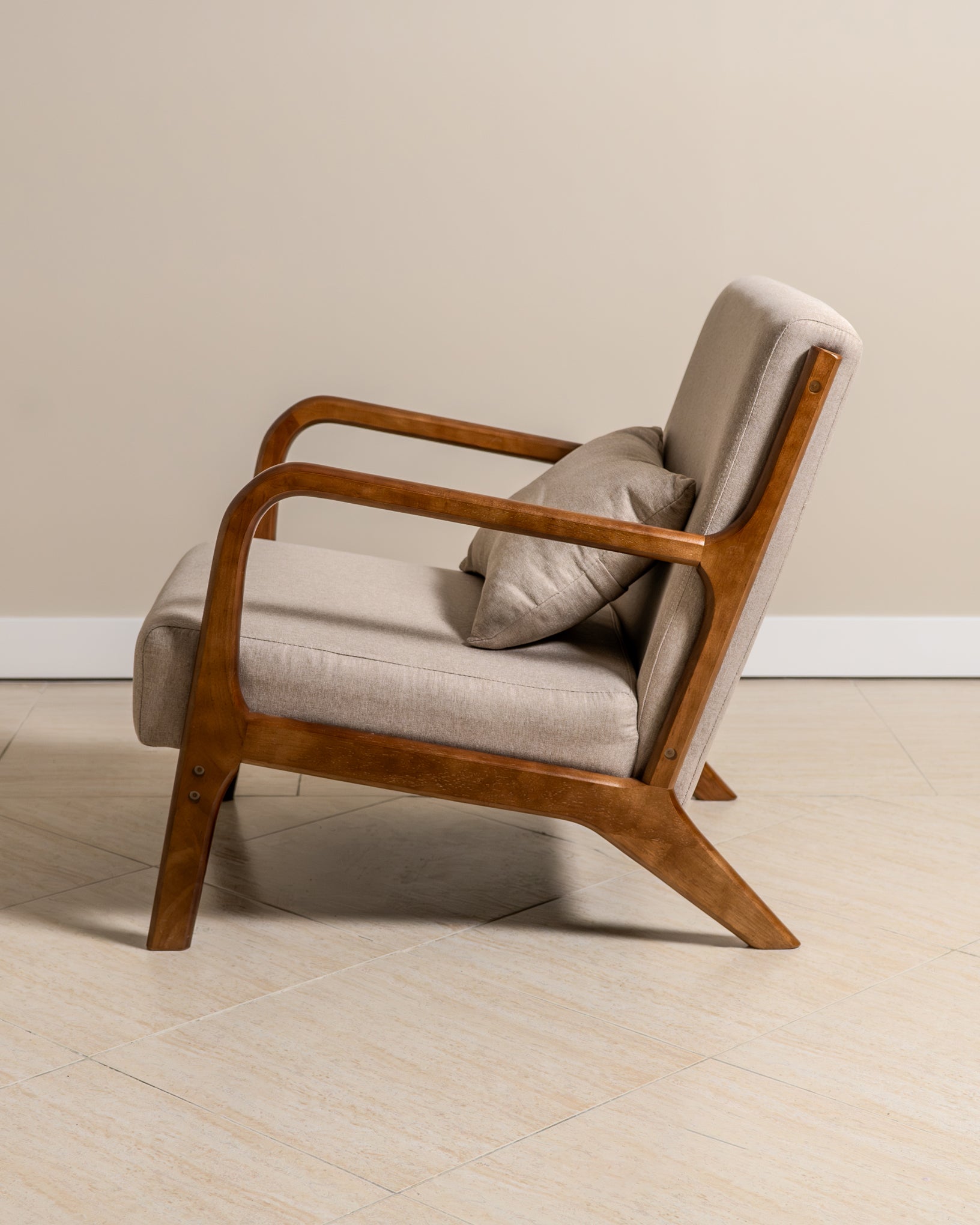 Lubian Mid-century Upholstered Armchair (Jaspe Grey Fabric) – Scandinavian Style Lounge Chair - Marcel Olsen